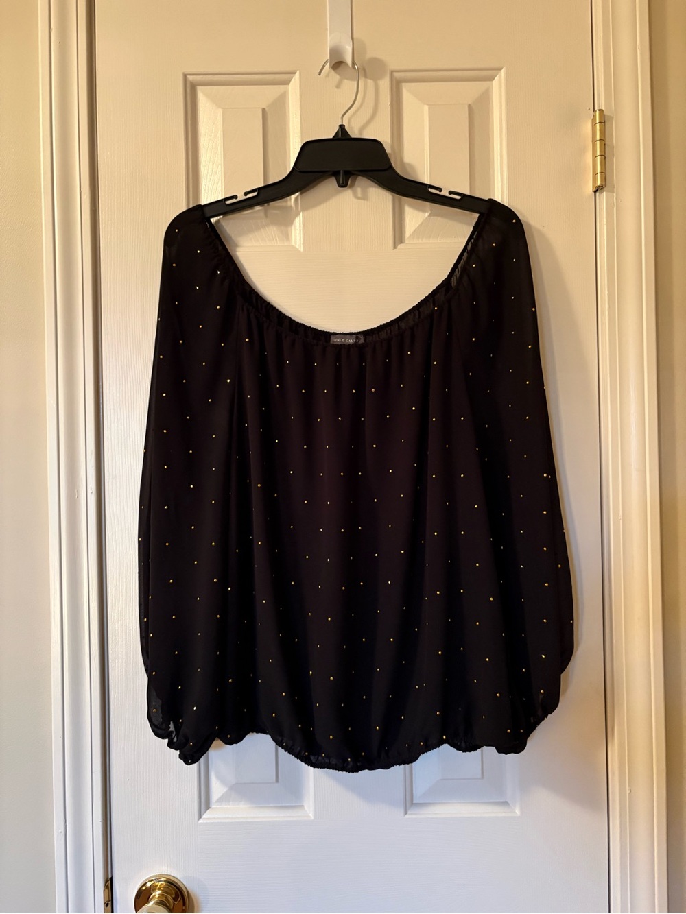 Vince Camuto Size Medium Black Top with Gold Accents